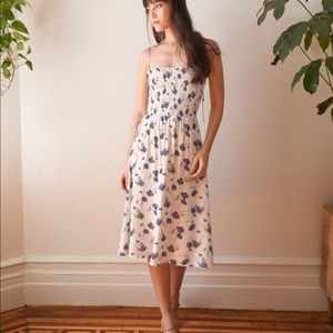 NWT Reformation Sable Dress in Cream/Blue Floral